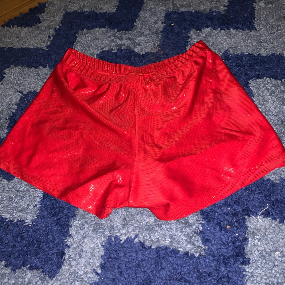 RED SPARKLY CHEERLEADING SPANKS/SPANDEX